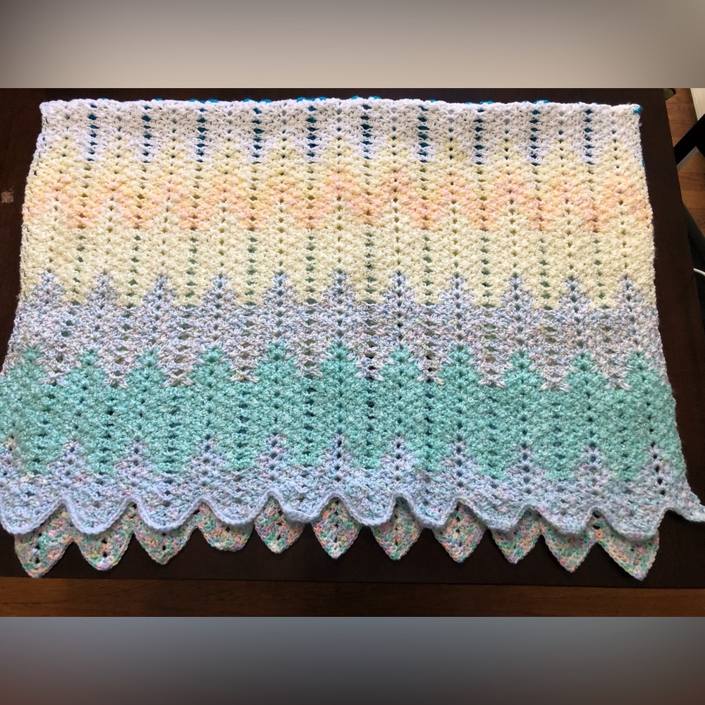 Handmade Multicolor Crochet Baby Blanket / Shawl